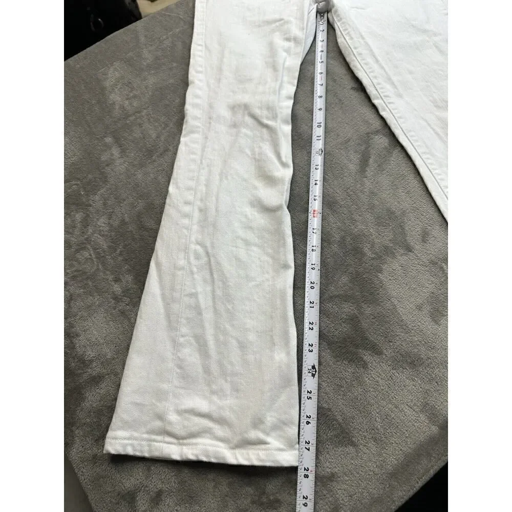 Tory Burch white classic Tory boot Jeans White pockets logo sz 28